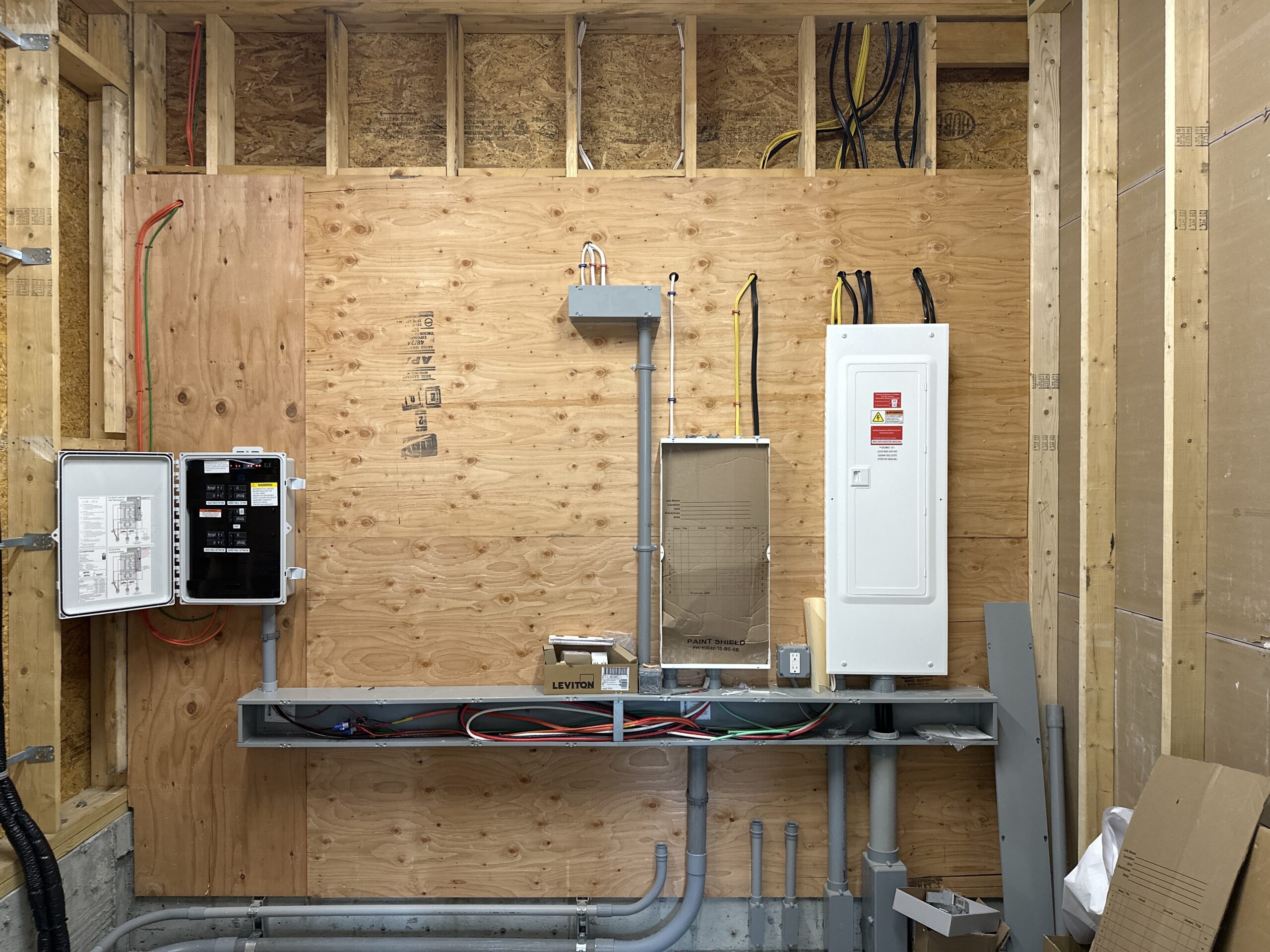 an image of an electrical utility room under construction.